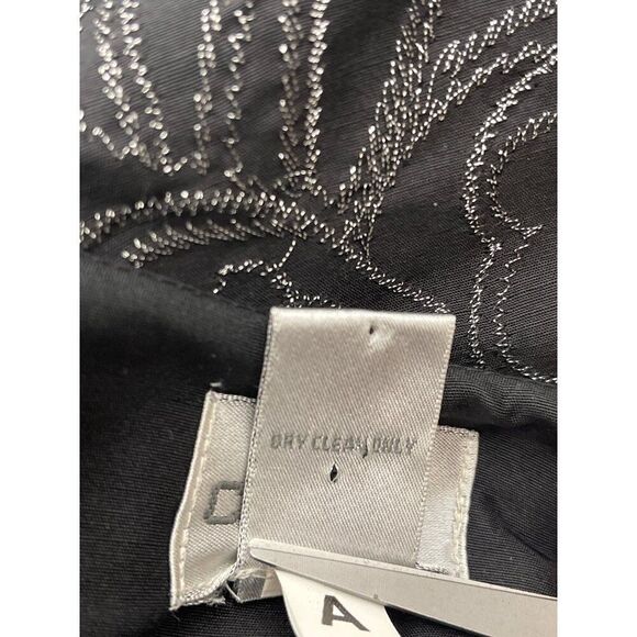 Chico’s Women Sophisticated Black / Silver Silk Jacket Size 1 (8/10) - Picture 8 of 9
